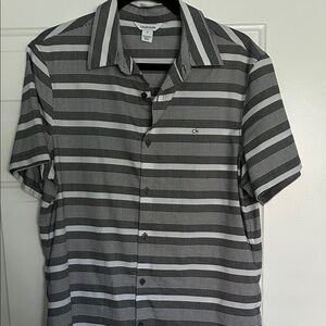 Calvin Klein Men's Striped Black and Gray Shirt